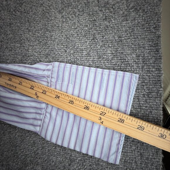 Thomas Pink Long Sleeve Button Up Shirt Cotton Slim Fit 17 French Cuff Striped - Picture 15 of 15